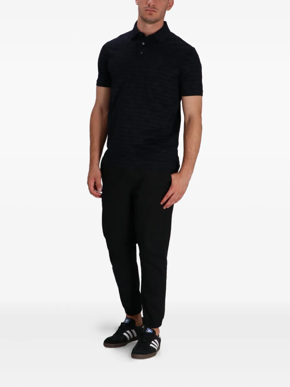 Emporio Armani Poloshirt met logo-reliëf - Zwart