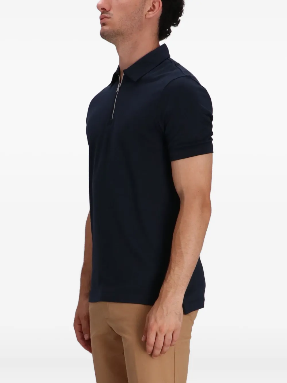 BOSS Poloshirt met hals met rits Blauw