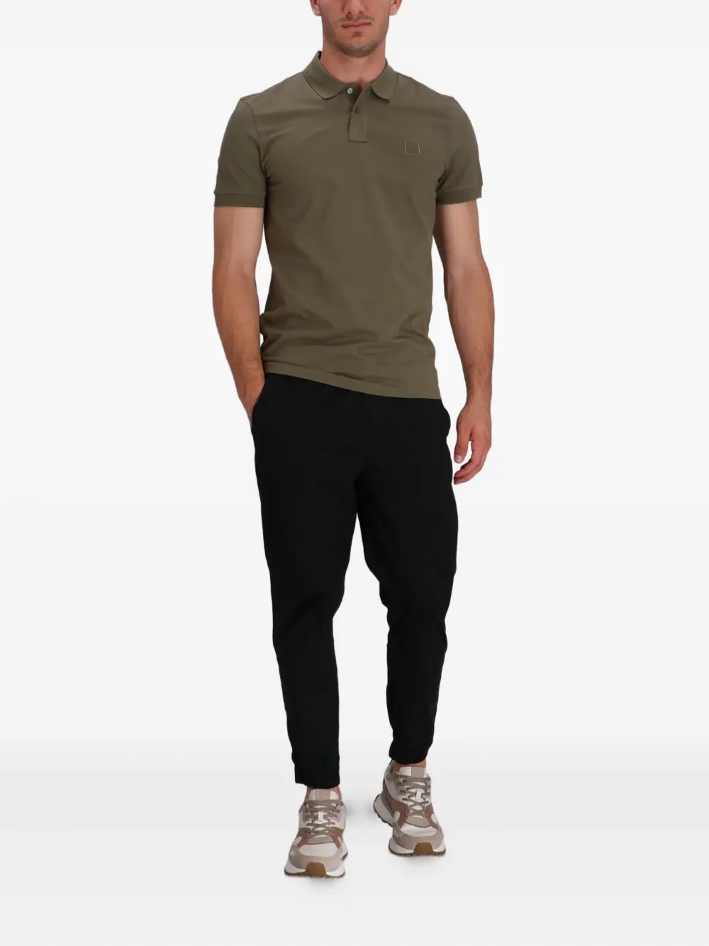 BOSS Poloshirt met logoplakkaat - Groen