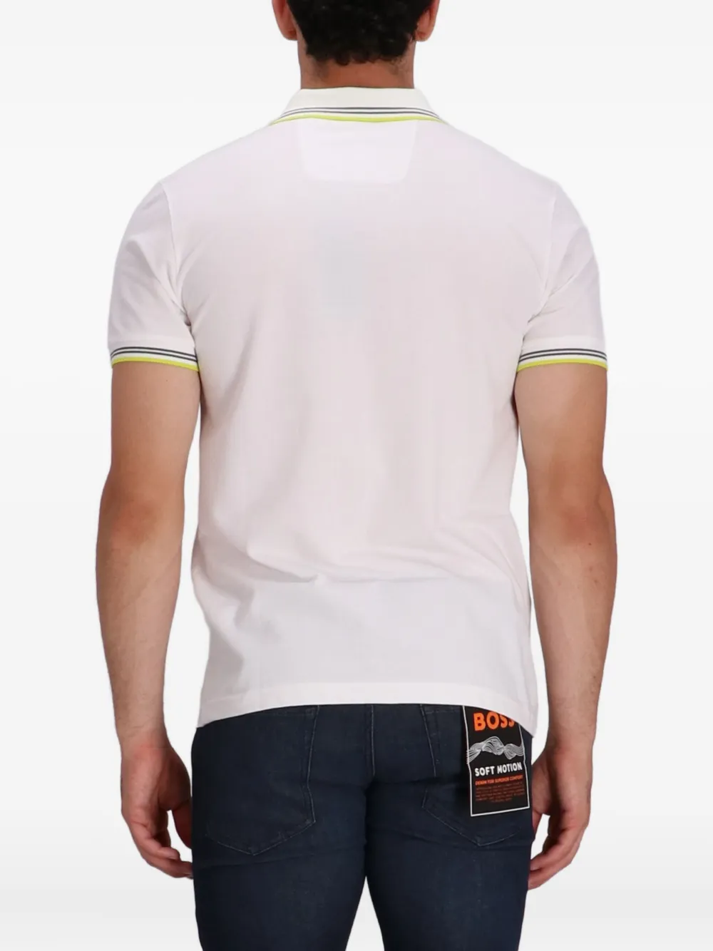 BOSS Poloshirt met gestreepte kraag Wit