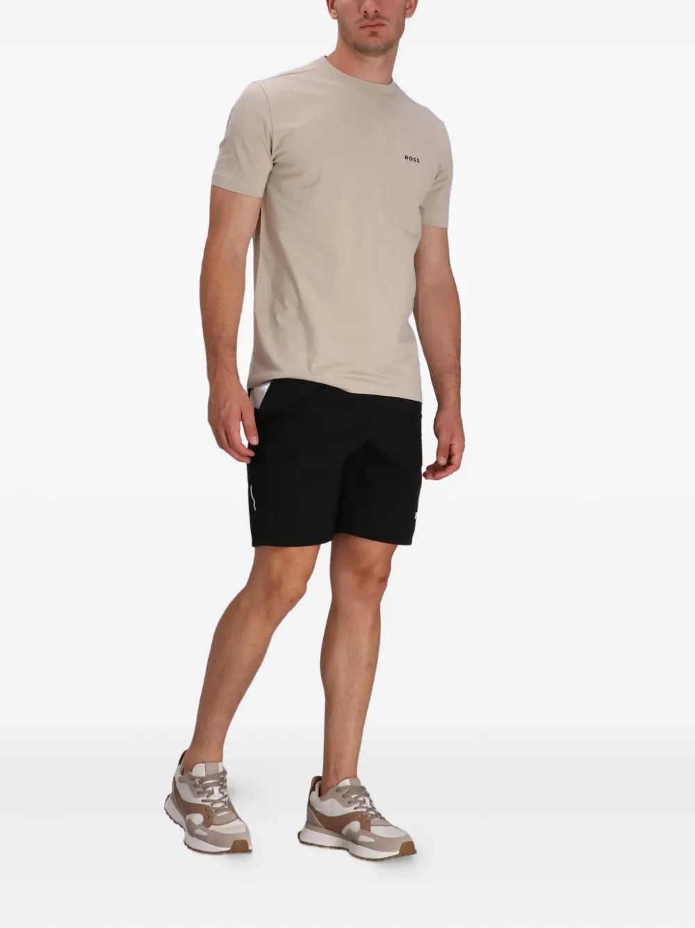 BOSS Shorts met elastische taille en vlakken Zwart