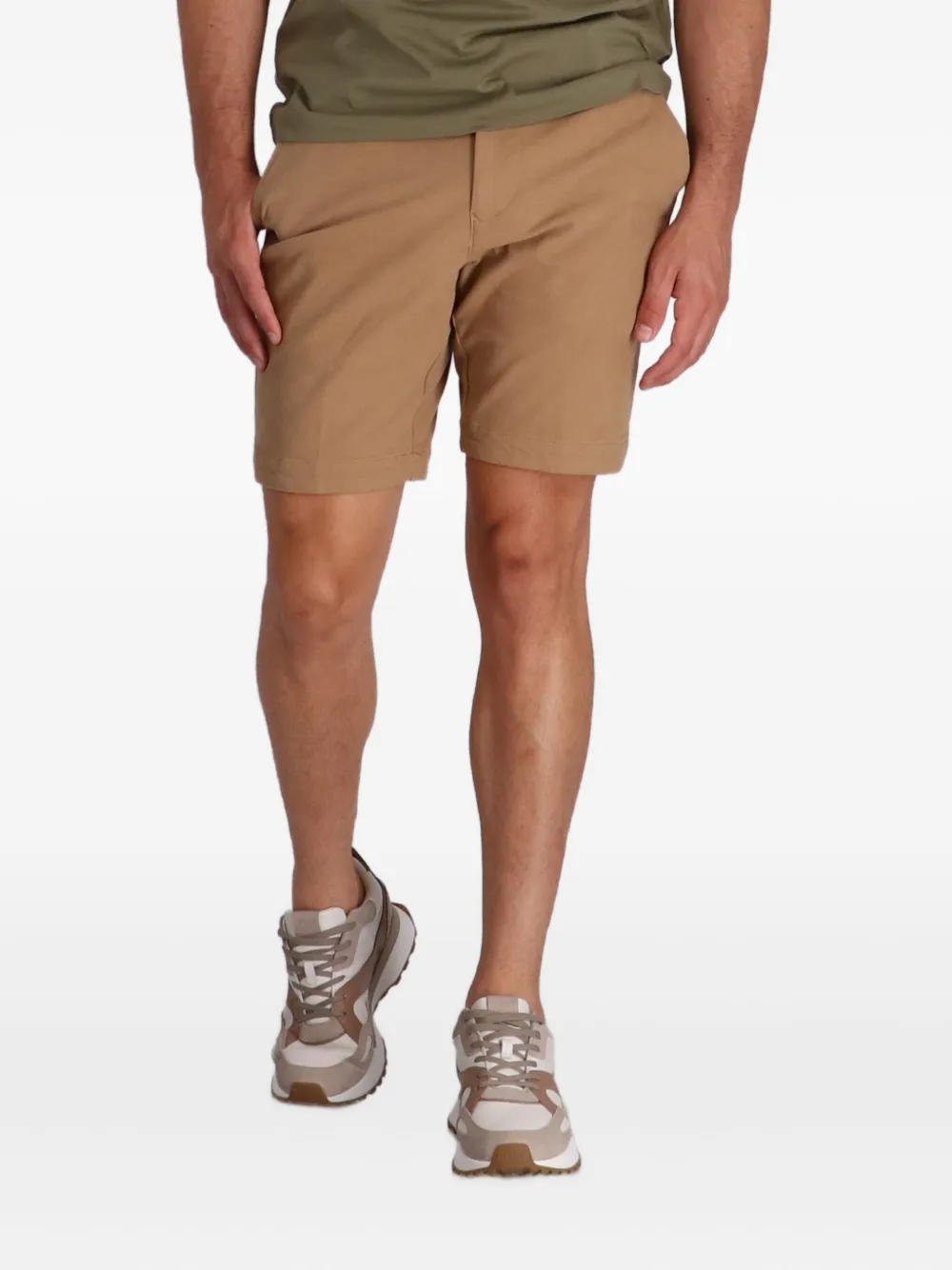 BOSS Katoenen shorts met platte voorkant - Bruin