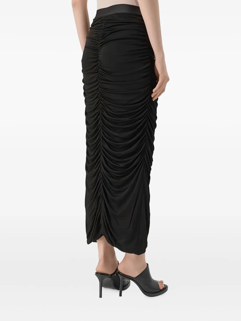 Isabel Benenato Ruched Midi Skirt In Black