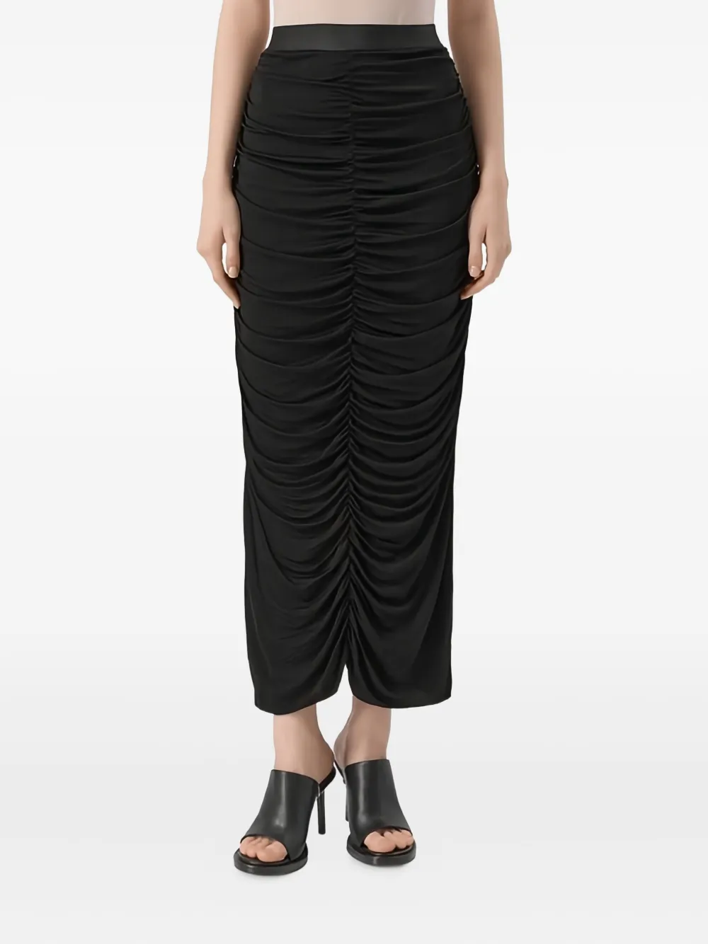 Isabel Benenato Ruched Midi Skirt In Black