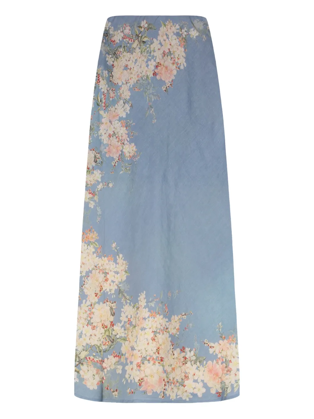ZIMMERMANN floral-print linen skirt TLBLBTFLO TEAL BLUE BOTANICAL FLORAL