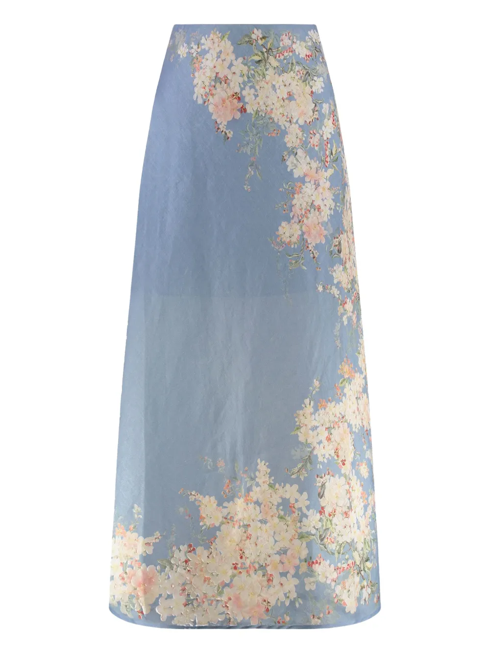 ZIMMERMANN floral-print linen skirt TLBLBTFLO TEAL BLUE BOTANICAL FLORAL