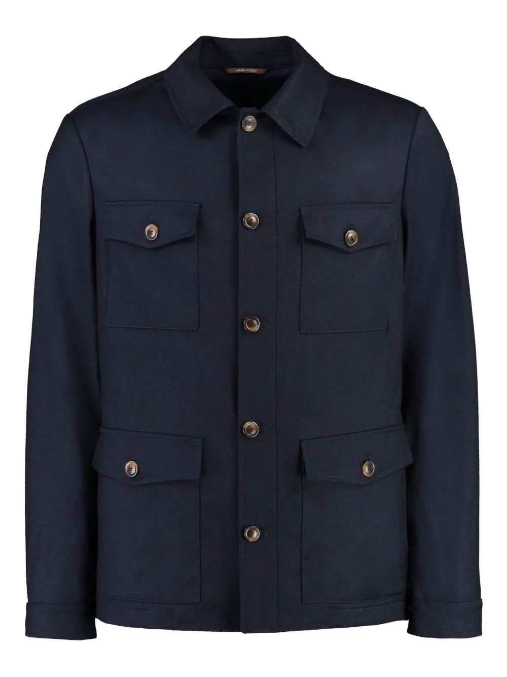 Canali button-fastening flap-pockets jacket Blauw