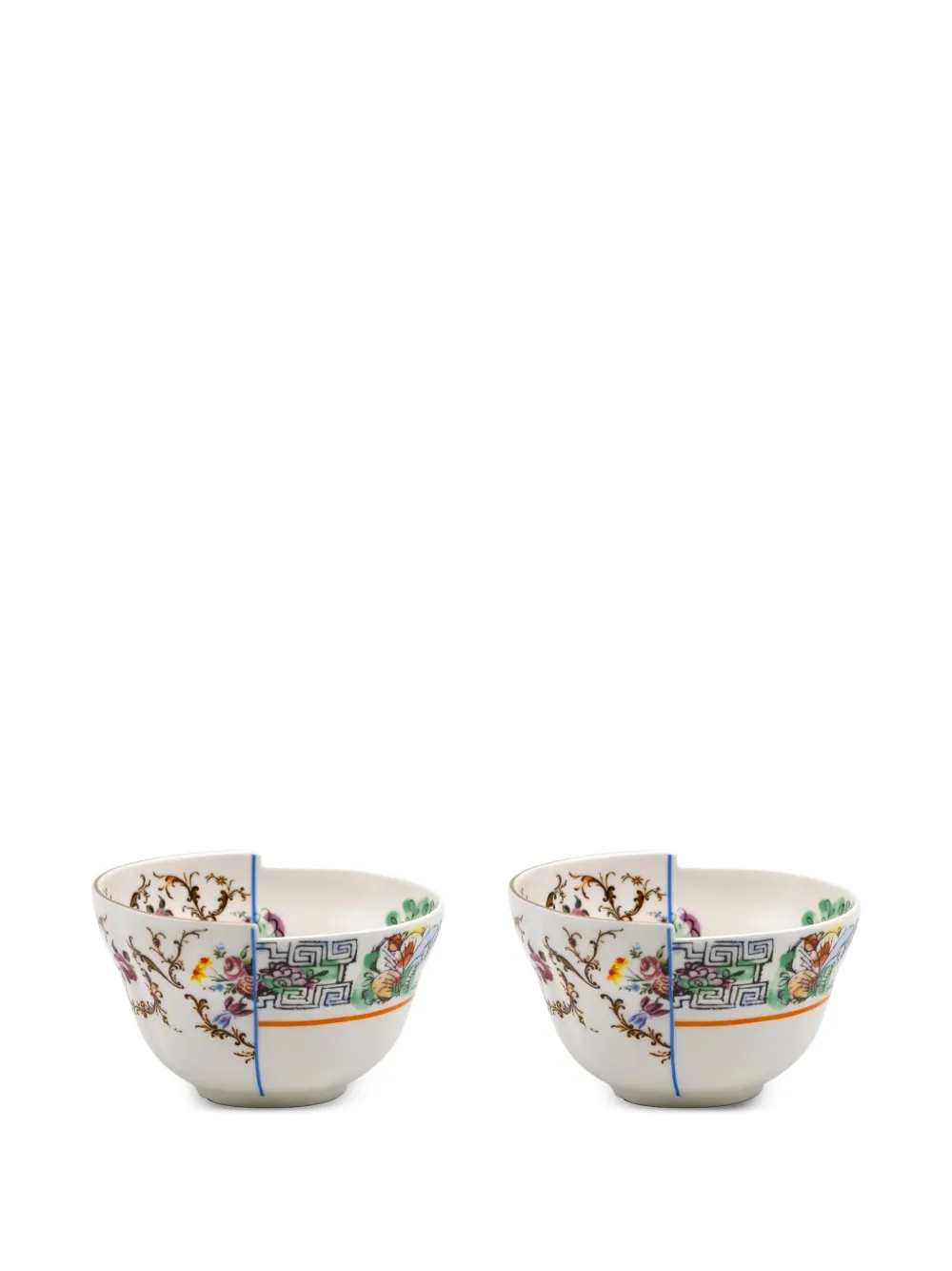 Seletti Hybrid Irene Floral-patterned Bowl (set Of Two) In Multi