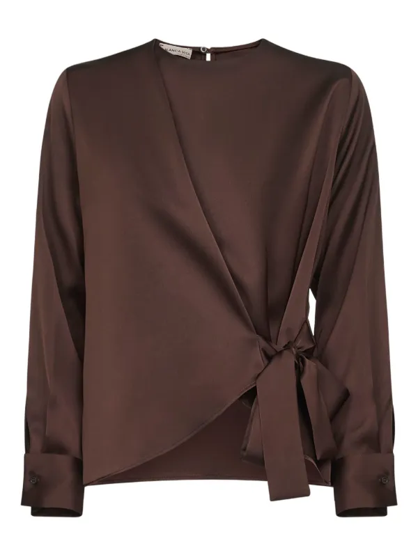 Blanca Vita Haut Asymétrique à Design cache-cœur Marron