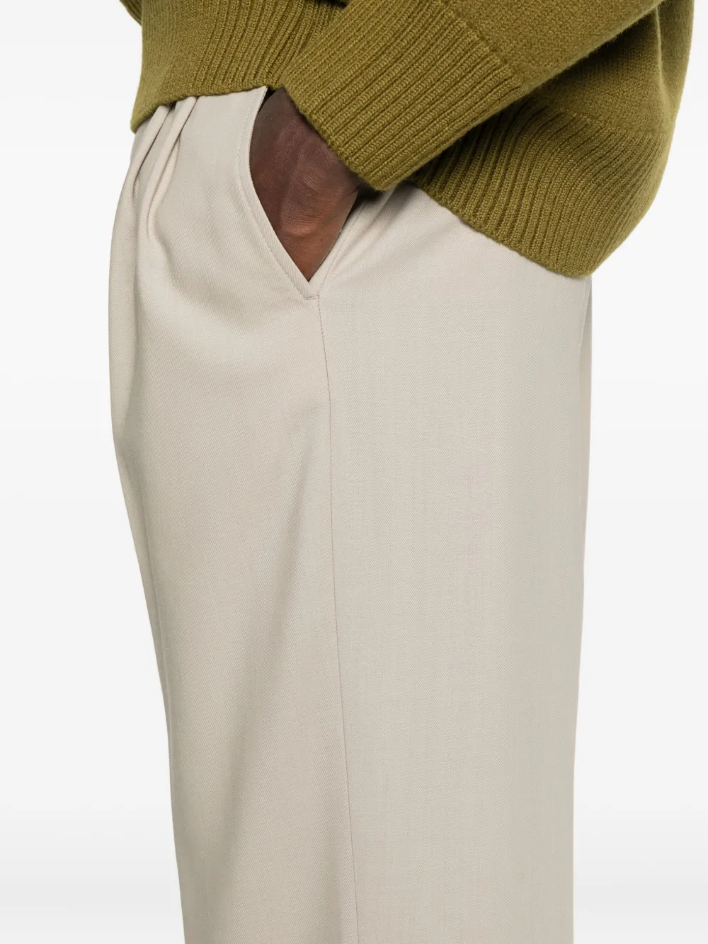 AMI Paris pleated wide-leg trousers Beige