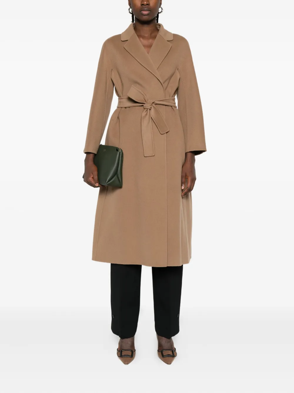 'S Max Mara Esturia wollen jas met ceintuur Bruin