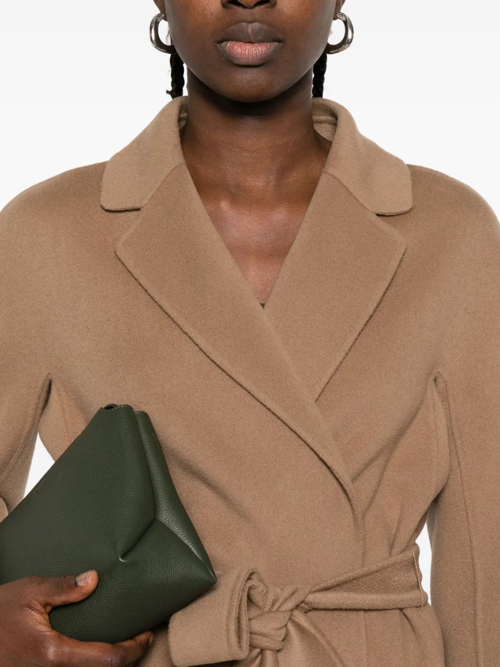 'S Max Mara Esturia wollen jas met ceintuur Bruin