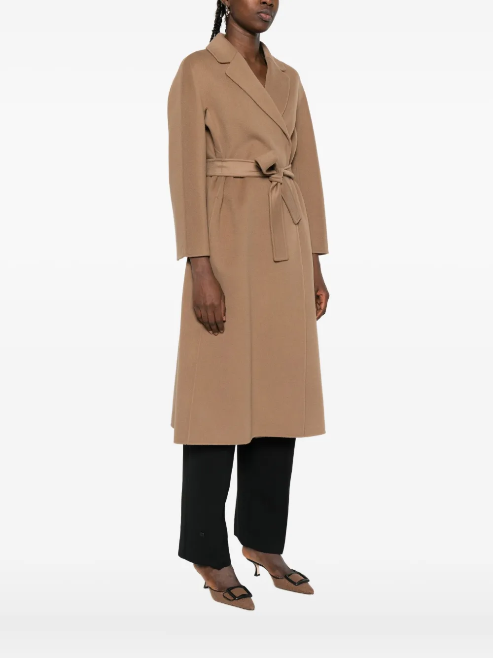 'S Max Mara Esturia wollen jas met ceintuur Bruin