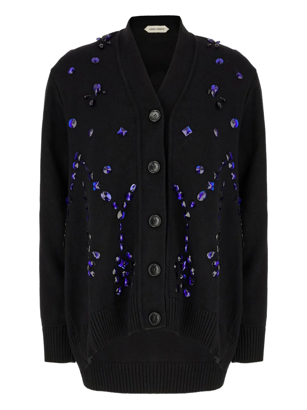 Alberta Ferretti Crystal-embellished Cardigan In Black