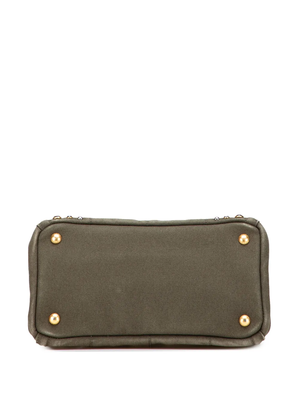 Pre-owned Prada 2013-2025 Small Canvas Canapa Bijoux Satchel In Green