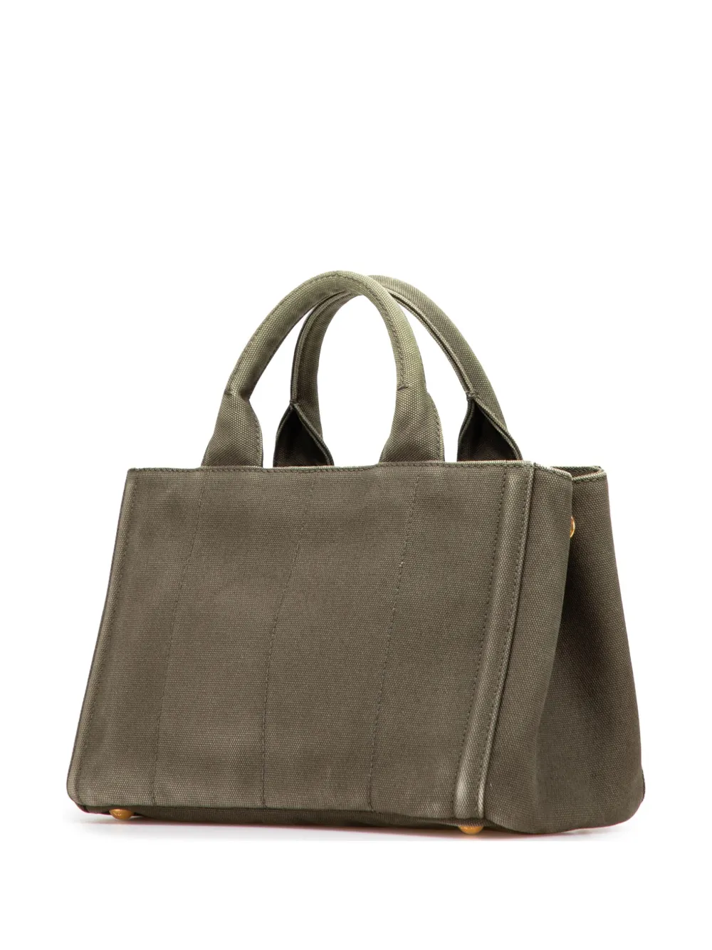 Pre-owned Prada 2013-2025 Small Canvas Canapa Bijoux Satchel In Green