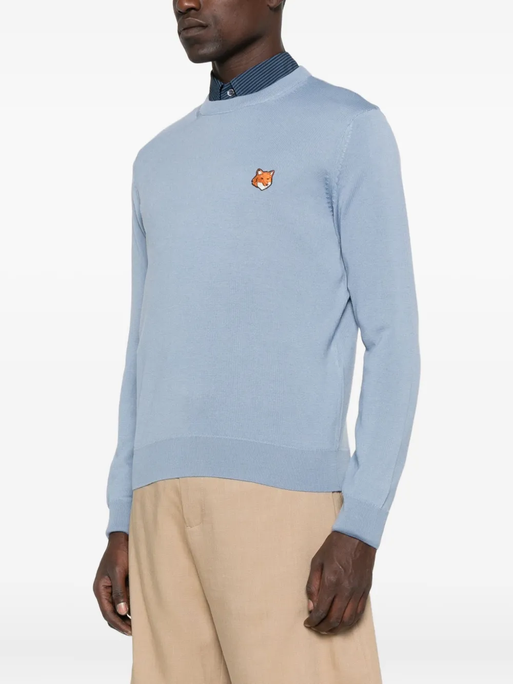 Maison Kitsuné Wollen trui met vossenkop Blauw