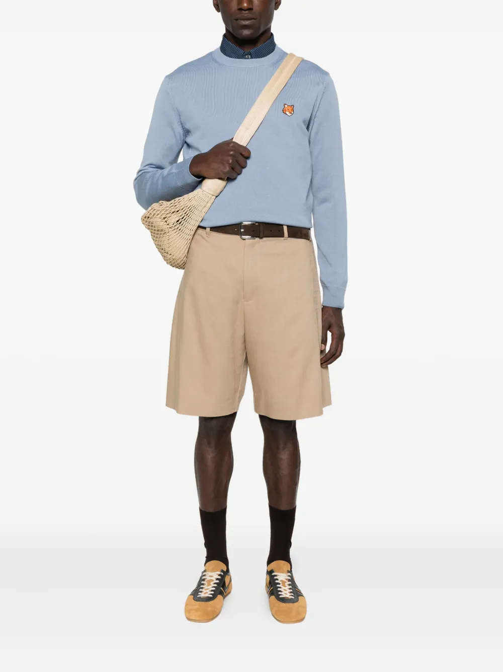 Maison Kitsuné Wollen trui met vossenkop - Blauw