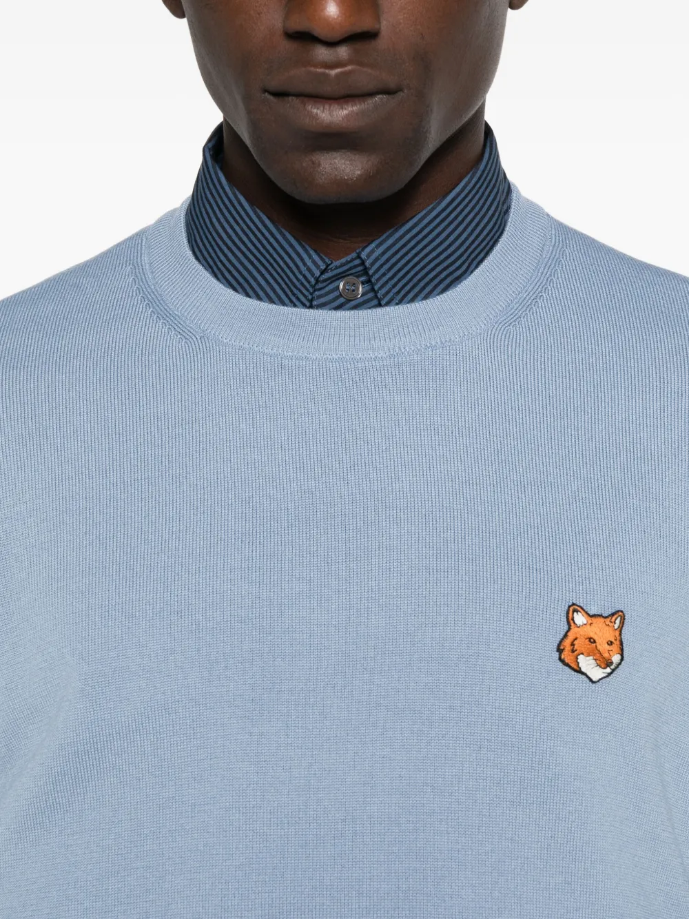 Maison Kitsuné Wollen trui met vossenkop Blauw