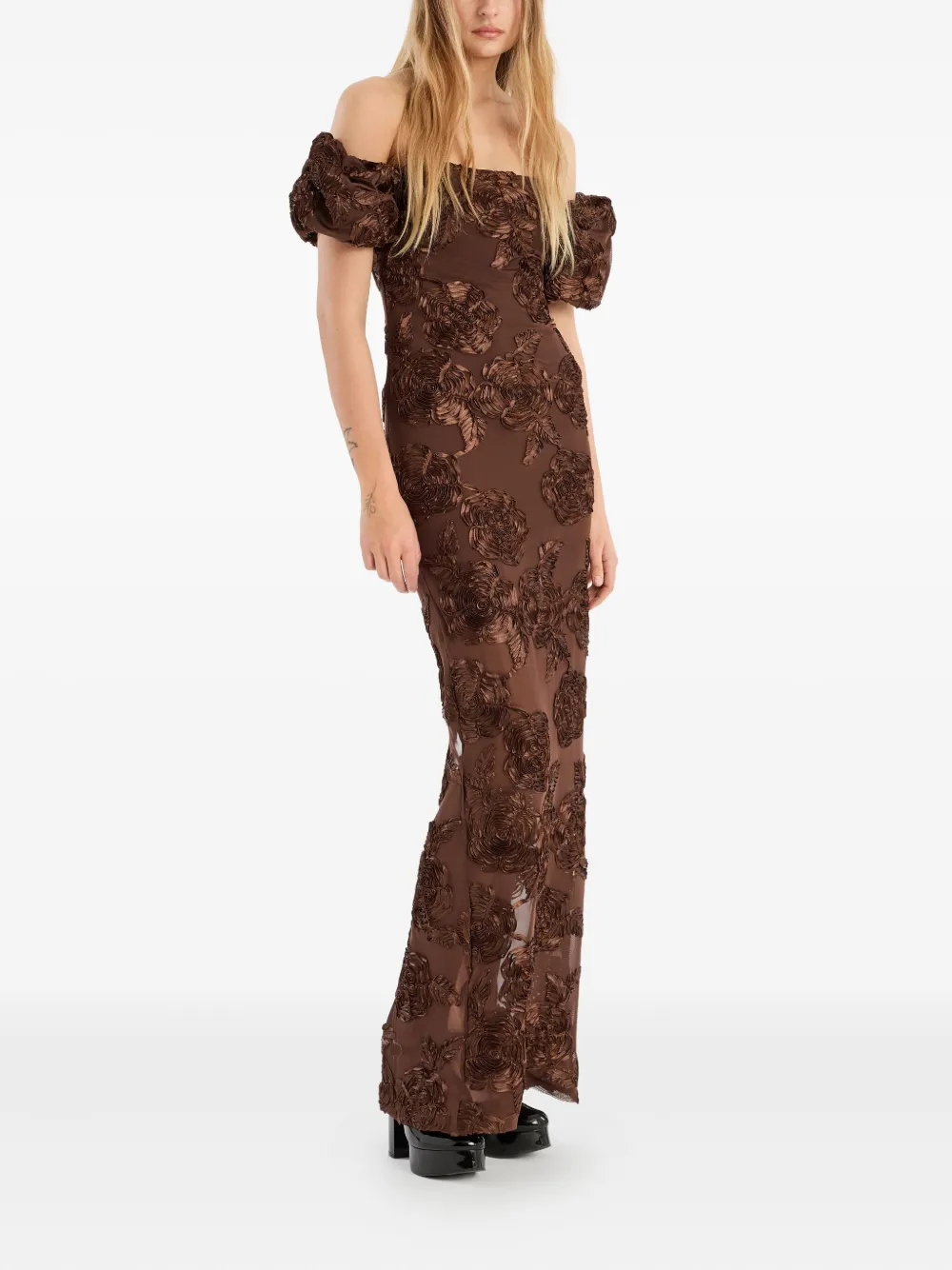 ROTATE BIRGER CHRISTENSEN flower maxi dress - Bruin