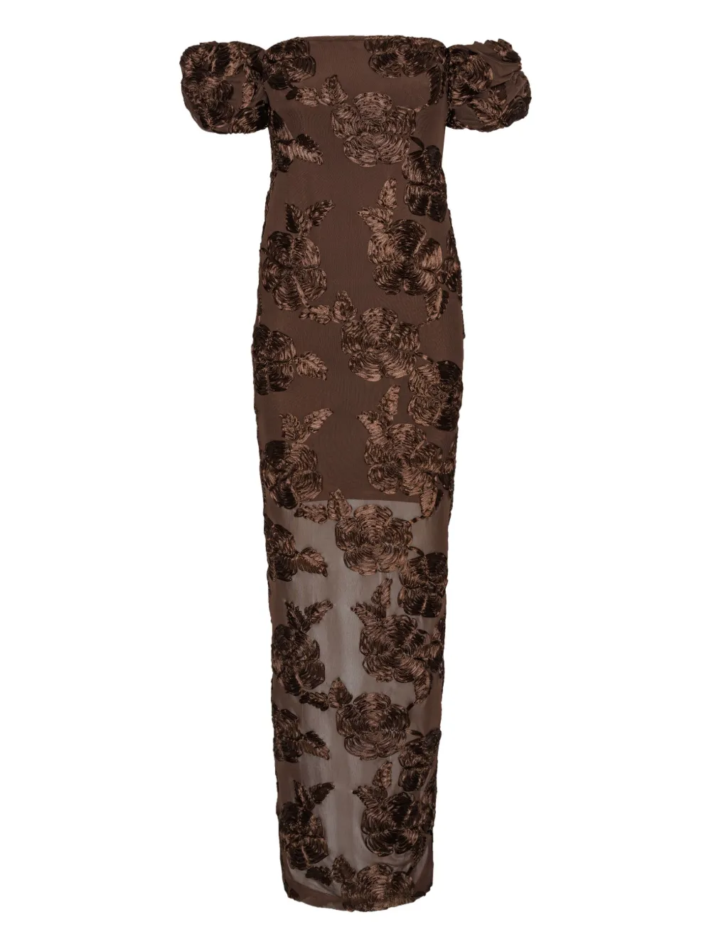 ROTATE BIRGER CHRISTENSEN flower maxi dress - ブラウン ROTATE BIRGER CHRISTENSEN flower maxi dress - ブラウン