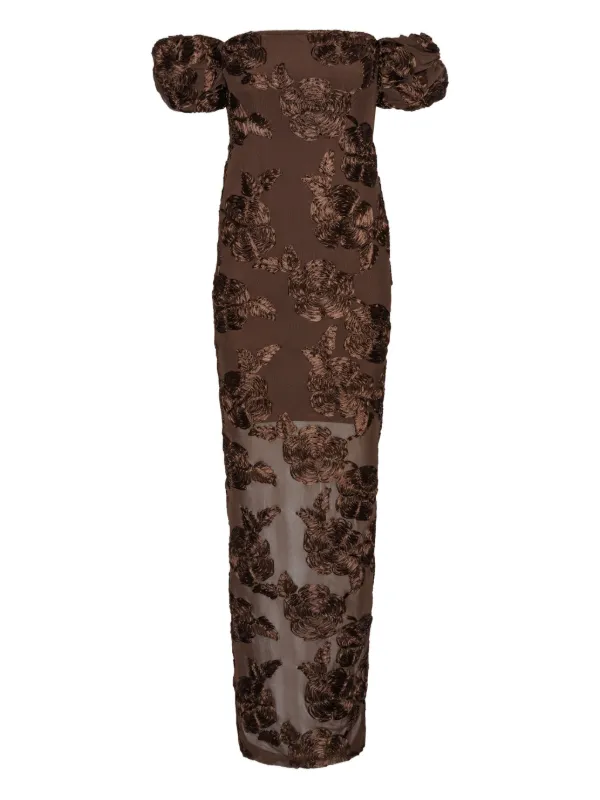 ROTATE BIRGER CHRISTENSEN Flower Maxi Dress | Brown | FARFETCH ROTATE BIRGER CHRISTENSEN Flower Maxi Dress | Brown | FARFETCH