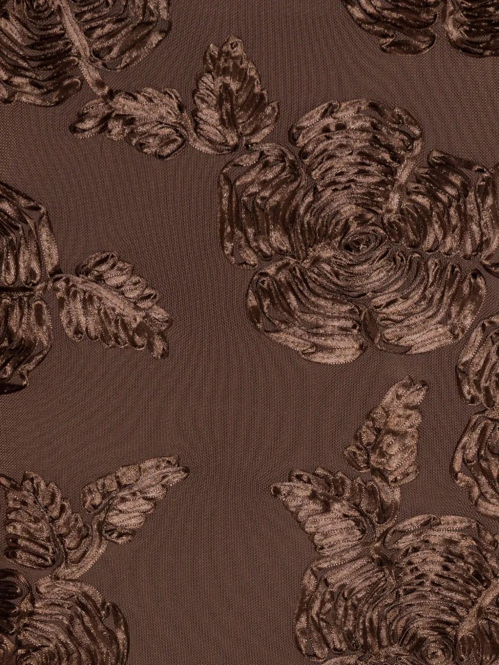 Rotate Birger Christensen Rotate Brown Long Dress With Embossed Flowers In Animal Print