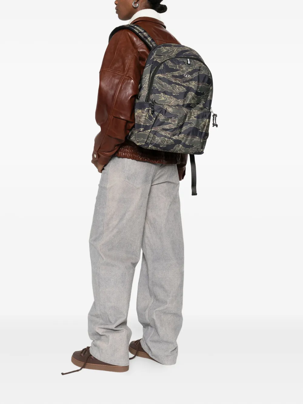 Diesel tiger-stripe backpack - Zwart