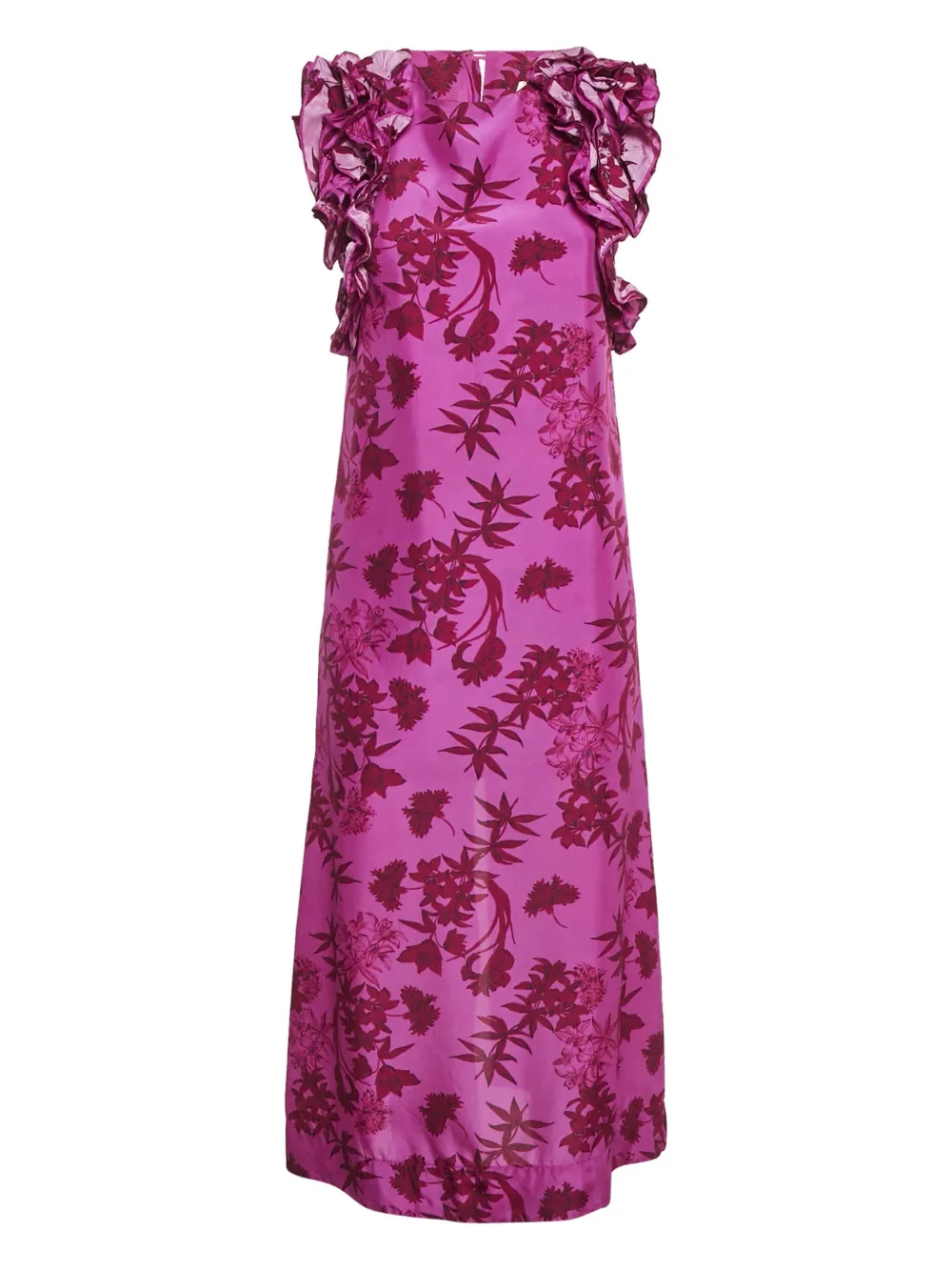 ISLA & WHITE Gerüschtes Kleid mit Blumen-Print - Rosa