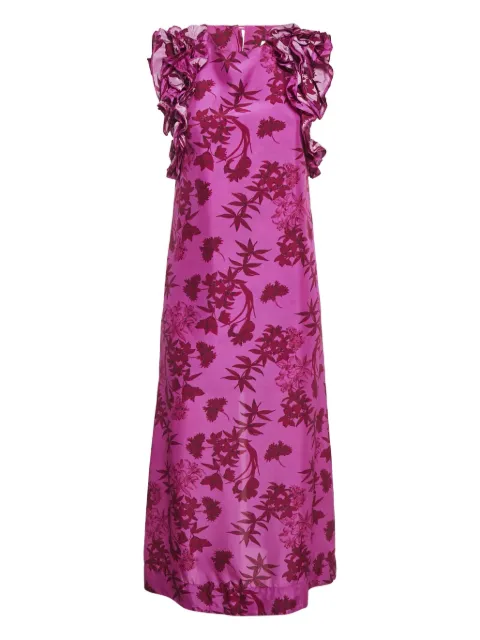 ISLA & WHITE floral-print ruffled dress