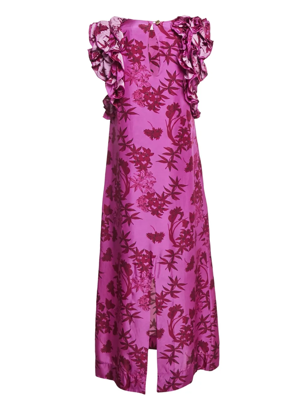 ISLA & WHITE Jurk met bloemenprint en ruches - Roze