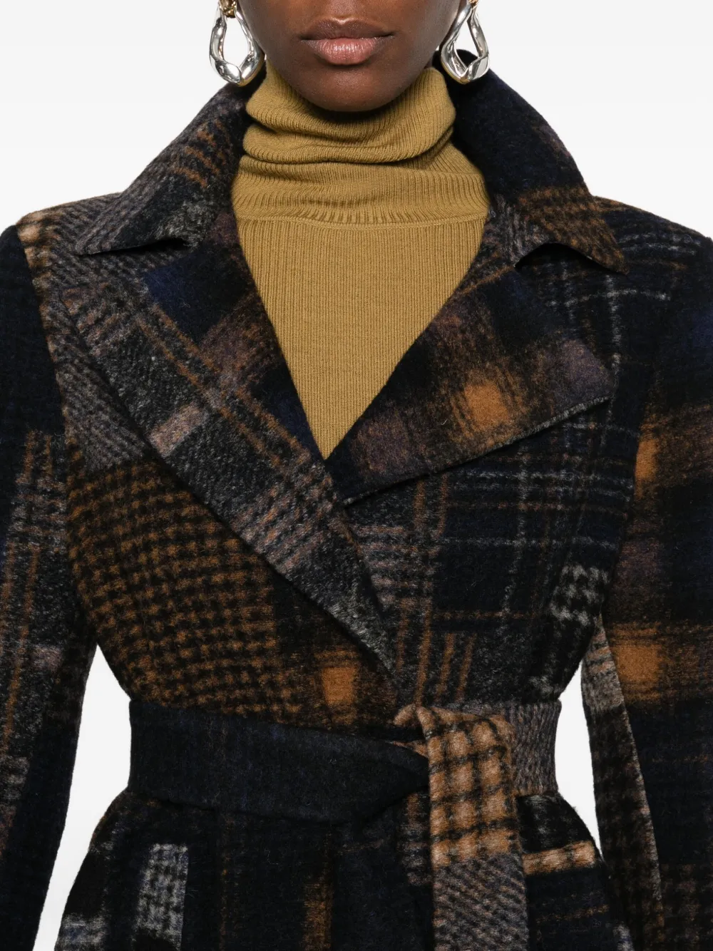 Bye Patchwork Design Wool Coat In Black