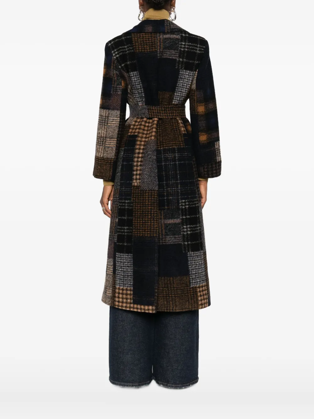 Bye Patchwork Design Wool Coat In Black
