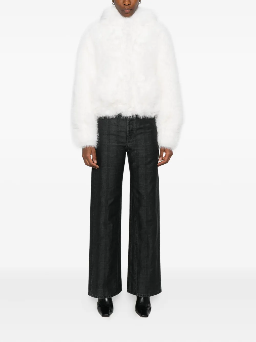 B&b Couture Hooded Faux-fur Jacket In White