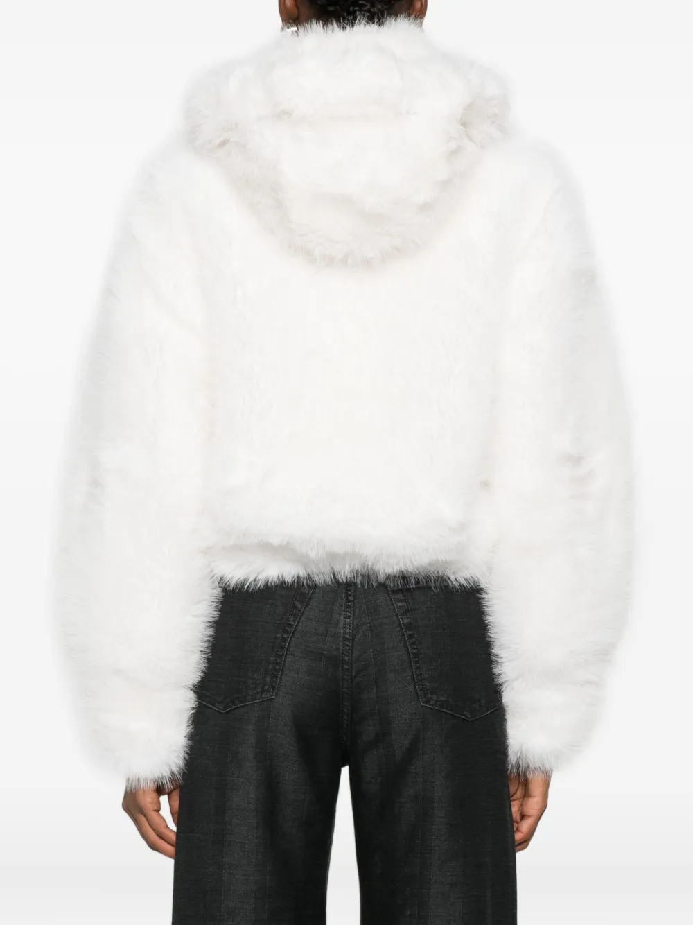B&b Couture Hooded Faux-fur Jacket In White