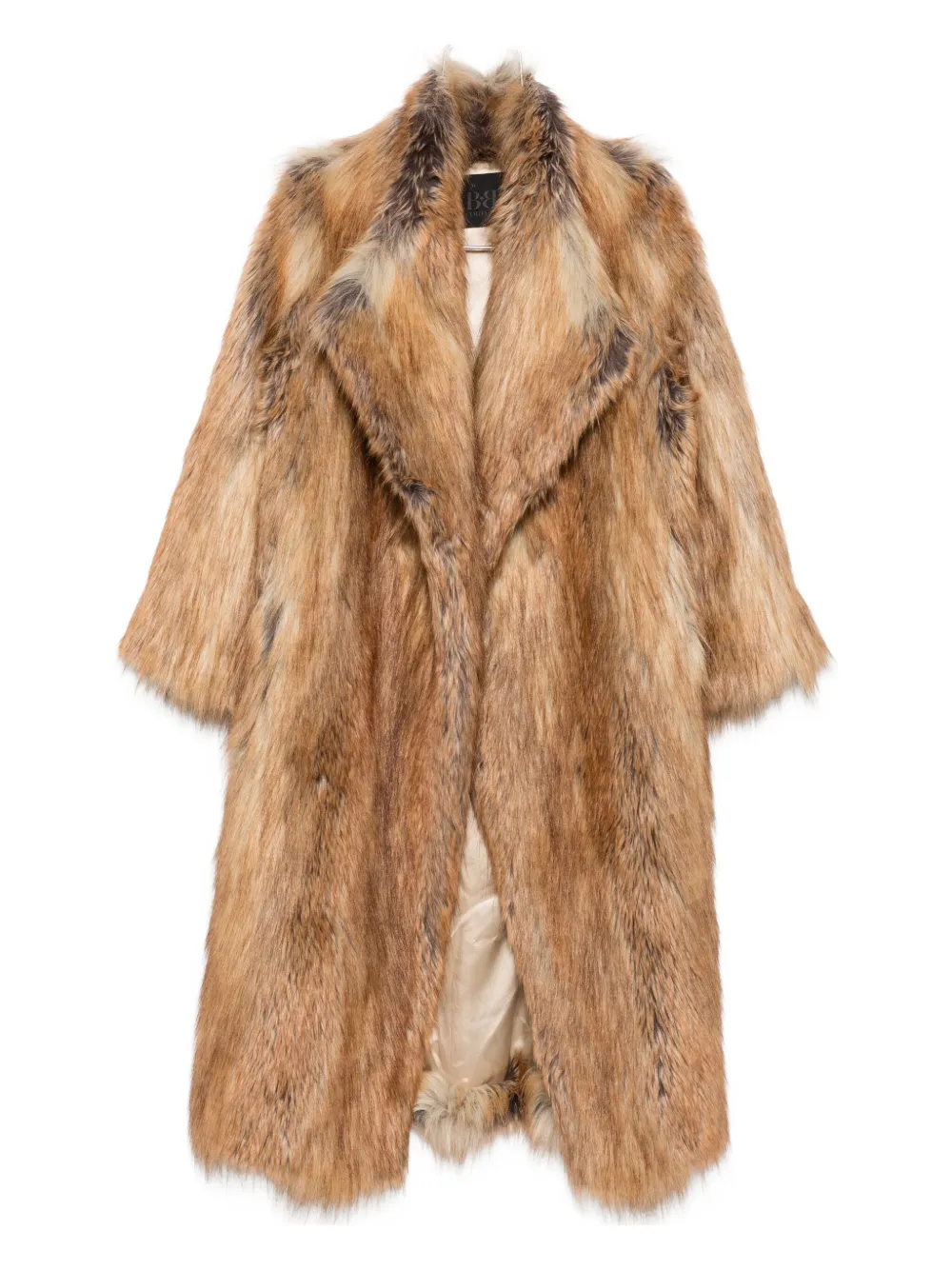 B&b Couture Lapel-collar Long-sleeve Coat In Brown