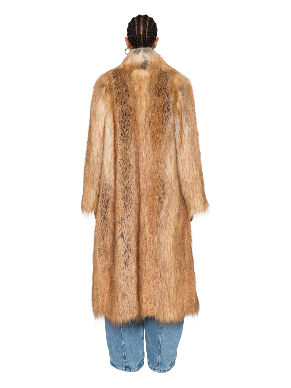 B&b Couture Lapel-collar Long-sleeve Coat In Brown