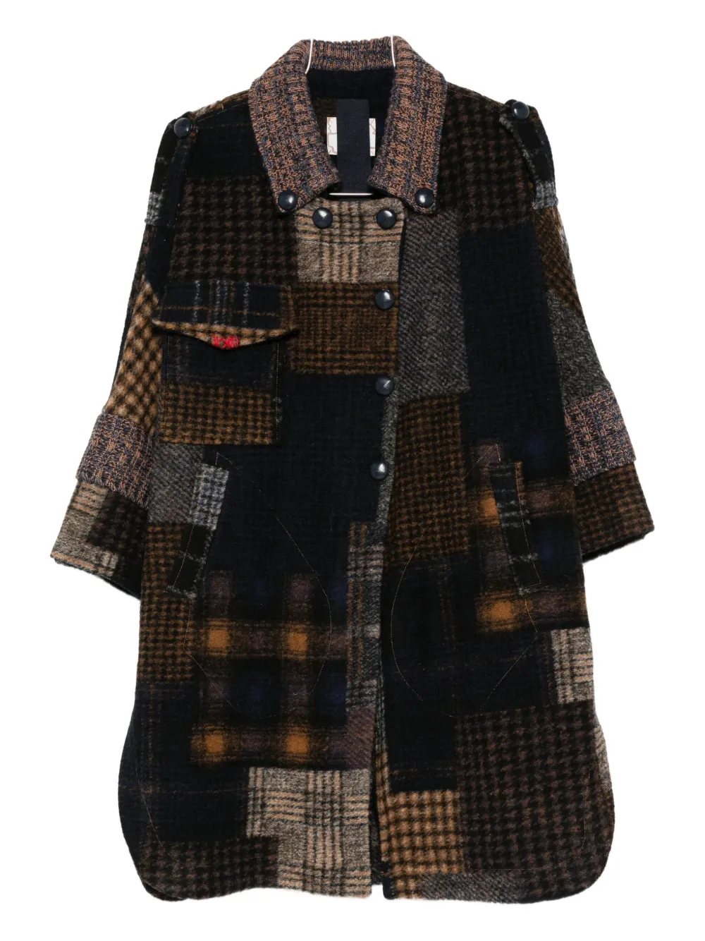 Bye Patchwork Wool Coat In Black