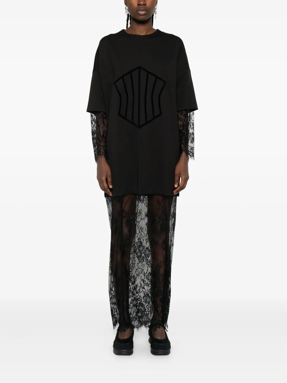 HAMZA Venice lace maxi dress - Zwart