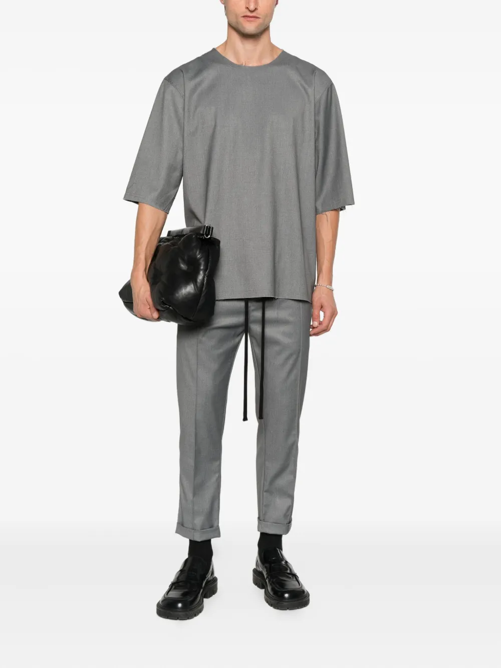 HAMZA drawstring cuffed trousers - Grijs