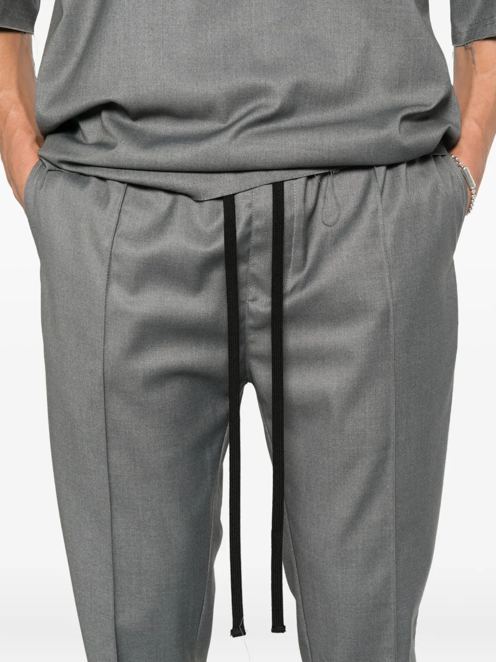Hamza Drawstring Cuffed Trousers In Gray