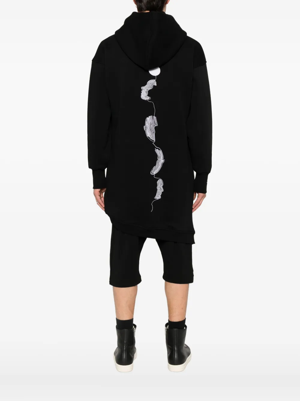 Hamza Asymmetric-hem Hoodie In Black