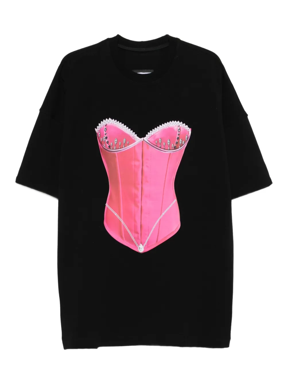 HAMZA T-shirt met korsetprint Zwart
