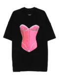 HAMZA corset-print T-shirt - Black