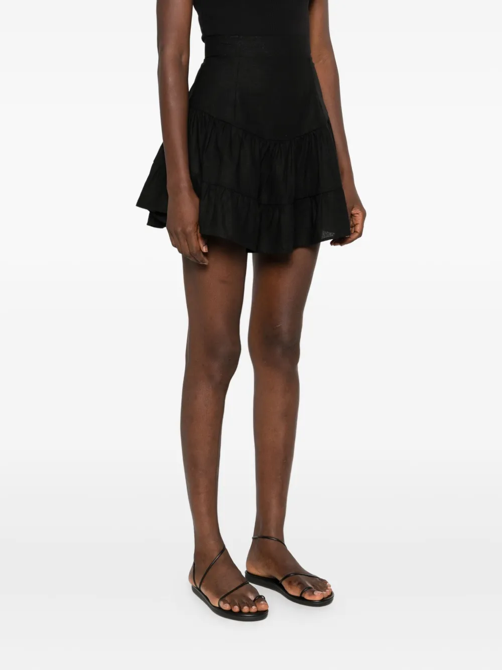 HAMZA Bali mini-rok met ruches Zwart