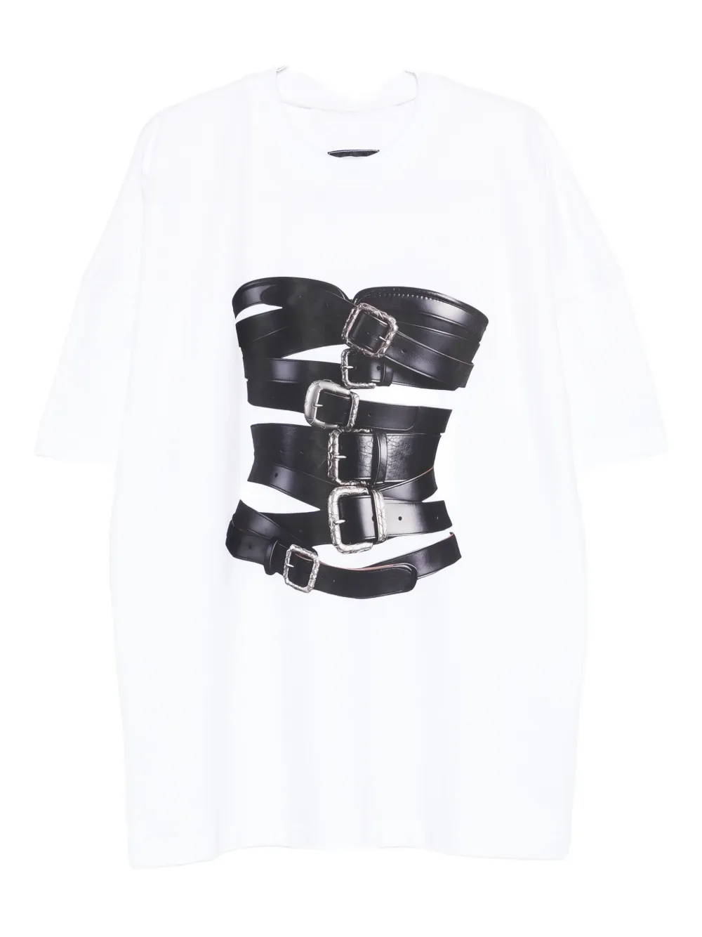 HAMZA corset-buckle print T-shirt Wit