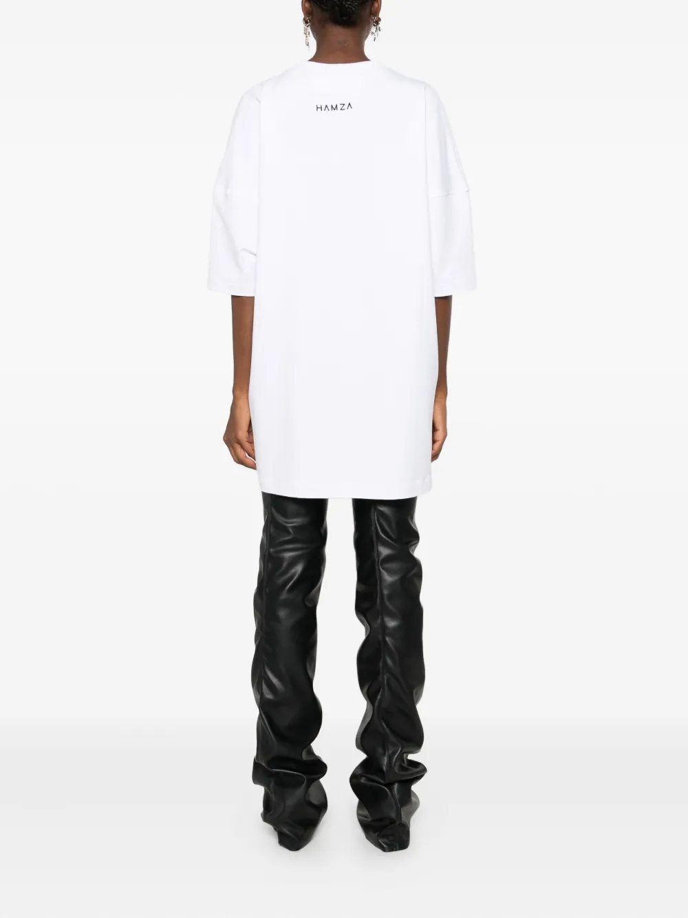 HAMZA corset-buckle print T-shirt Wit