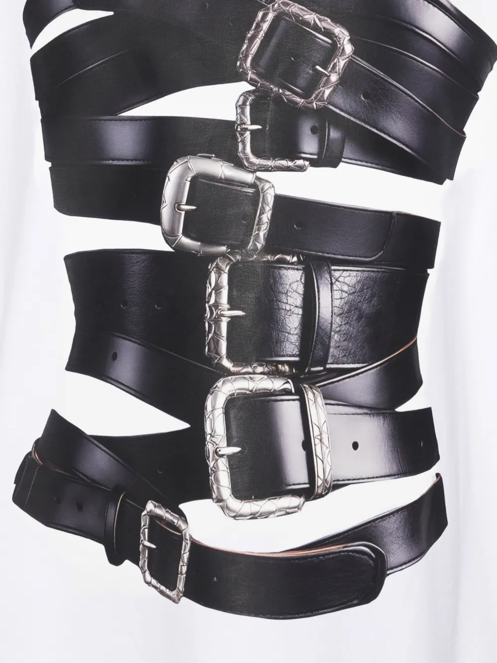 HAMZA corset-buckle print T-shirt Wit