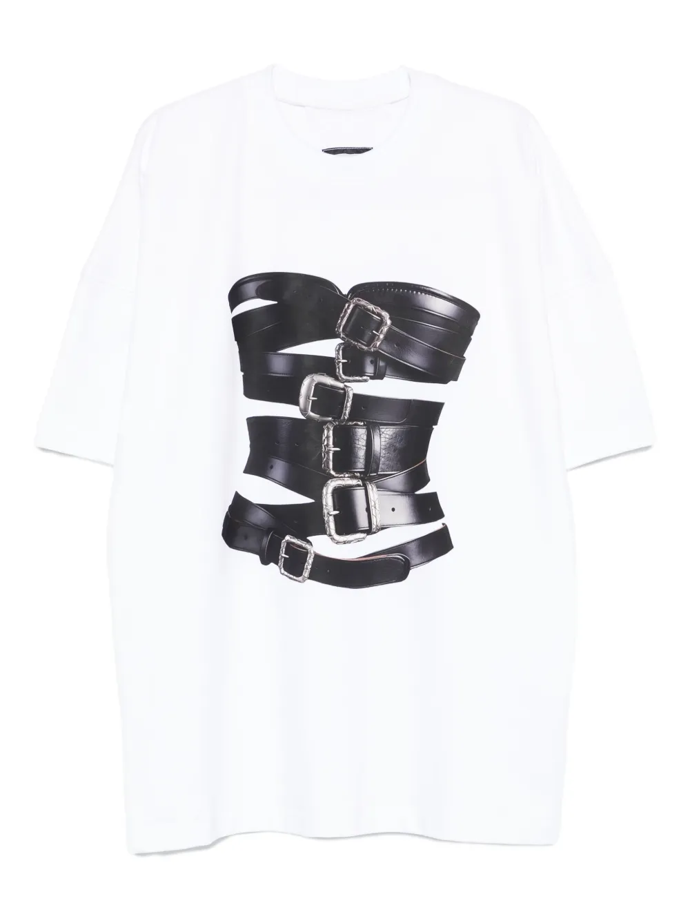 HAMZA T-shirt met korset gespprint Wit