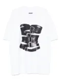 HAMZA corset-buckle print T-shirt - White